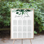 Poster Plan de siège du Mariage botanique vert de la forê