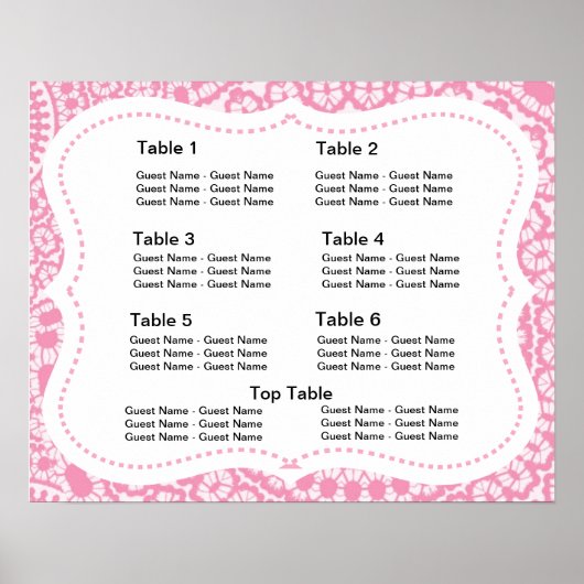 Poster Plan de siège en dentelle rose et blanche (Devant)