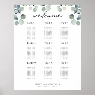 Poster Plan de siège Eucalyptus Mariage - Carte d'accueil
