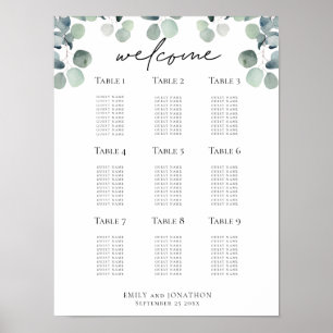 Poster Plan de siège Eucalyptus Mariage - Carte d'accueil