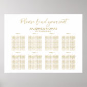 Poster Plan de siège mariage 8 tables Panneau or (Devant)