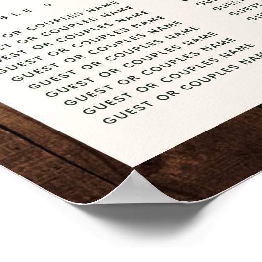 Poster Plan de siège Mariage Botanique Boho Woodgrain (Coin)