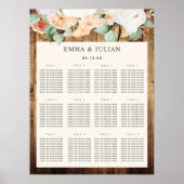 Poster Plan de siège Mariage Botanique Boho Woodgrain (Devant)