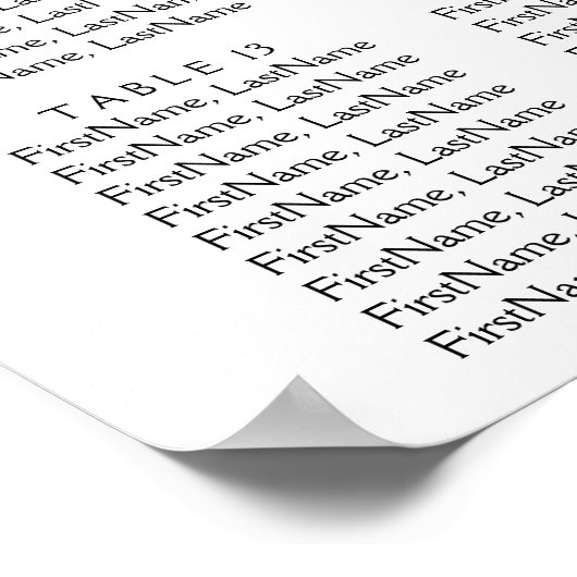 Poster Plan de siège Mariage du feuillage végétal (Coin)