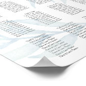 Poster Plan de siège Mariage en feuillage bleu rustique (Coin)