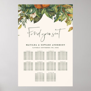 Poster Plan de sièges à fleurs pour mariage à agrumes ora