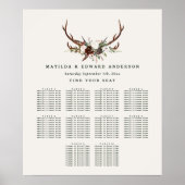 Poster Plan de sièges botanique fleuri rustique mariage (Devant)