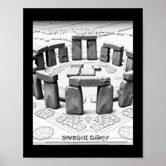 Poster Plan de Stonehenge Sites mégalithiques antiques (Devant)