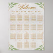 Poster Plan de table à 18 tables avec feuilles de verdure (Devant)