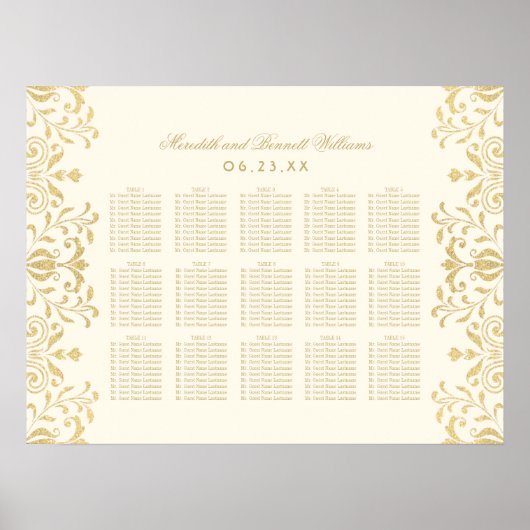 Poster Plan de table à motif or et ivoire antique (Devant)