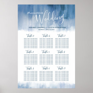 Poster Plan de table abstrait gris bleu de mariage
