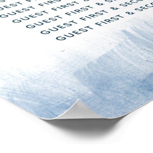 Poster Plan de table abstrait gris bleu pour mariage (Coin)