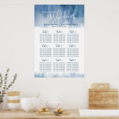 Poster Plan de table abstrait gris bleu pour mariage (Cuisine)