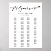 Poster Plan de table alphabétique Chic Script Noir (Devant)