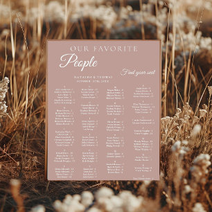 Poster Plan de table alphabétique de mariage Dusty Rose