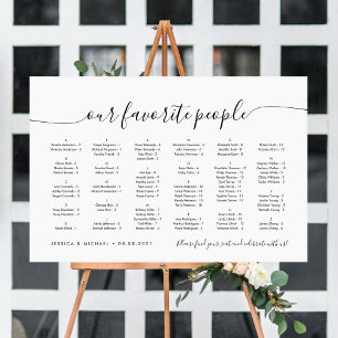 Poster Plan de table alphabétique de nos personnes préfér
