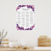 Poster Plan de table alphabétique. Fleurs violettes et ro (Cuisine)
