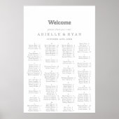 Poster Plan de table alphabétique minimal élégant formel (Devant)