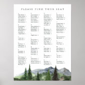 Poster Plan de table alphabétique Timberline | Mariage (Devant)