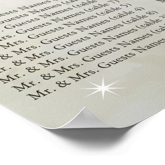 Poster Plan de table avec arbre aux feuilles en forme de (Coin)