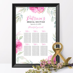 Poster Plan de table Baby Shower Bohème Fleur Aquarelle