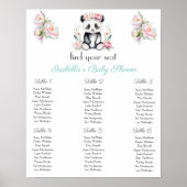 Poster Plan de table Bébé Panda Pivoines Jungle (Devant)