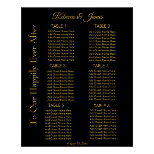 Poster Plan de table Black & Gold Happily Ever After