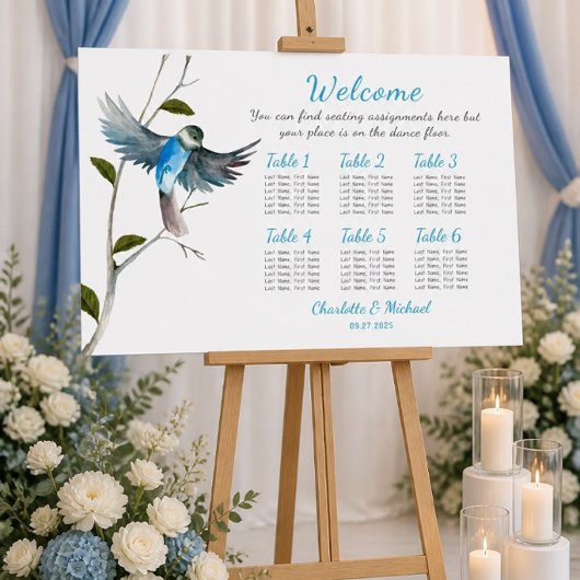 Poster Plan de table Blue Bird of Happiness 36"x24"