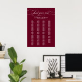 Poster Plan de table Bourgogne Marsala alphabétique (Bureau à domicile)