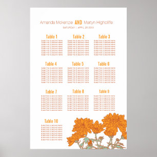 Poster Plan de table d'art de fleur de chrysanthème orang