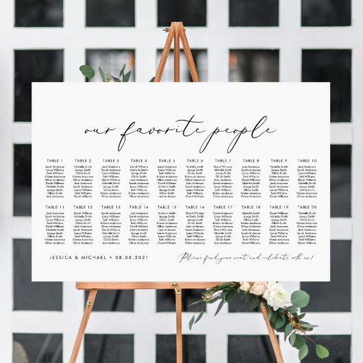 Poster Plan de table de 20 tables pour nos personnes préf
