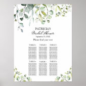 Poster Plan de table de Baby Shower avec Eucalyptus et ve (Devant)