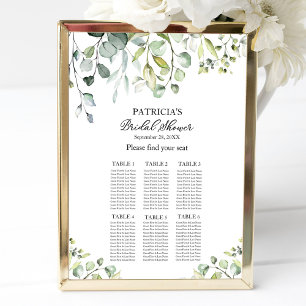 Poster Plan de table de Baby Shower avec Eucalyptus et ve