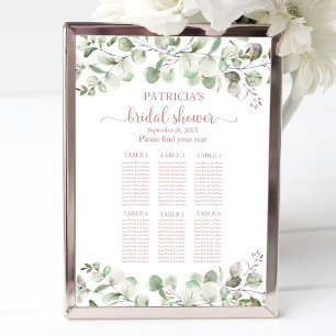 Poster Plan de table de Baby Shower avec Eucalyptus verdo