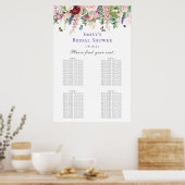 Poster Plan de table de Baby Shower Floral & Papillon (Cuisine)