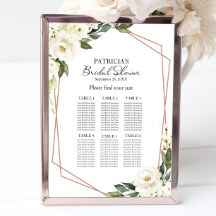 Poster Plan de table de Baby Shower Géométrique avec Verd