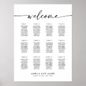 Poster Plan de table de bienvenue élégant pour 12 tables (Devant)
