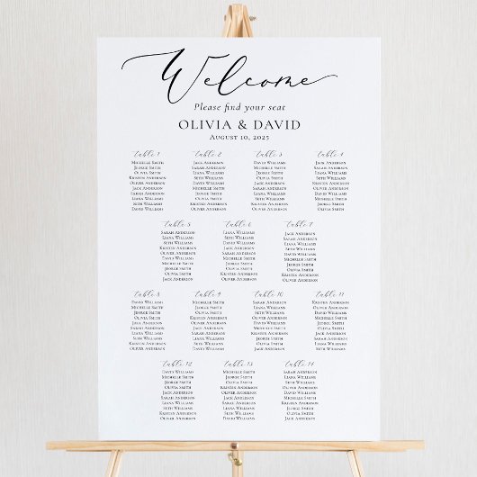 Poster Plan de table de bienvenue élégant pour 14 tables