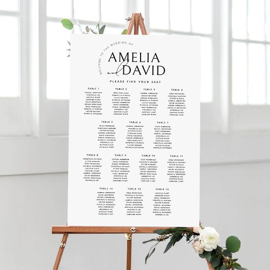Poster Plan de table de bienvenue moderne pour 14 tables