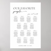 Poster Plan de table de bienvenue moderne pour 14 tables (Devant)