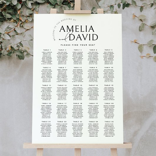 Poster Plan de table de bienvenue moderne pour 25 tables