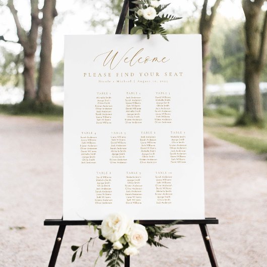 Poster Plan de table de bienvenue pour 10 tables