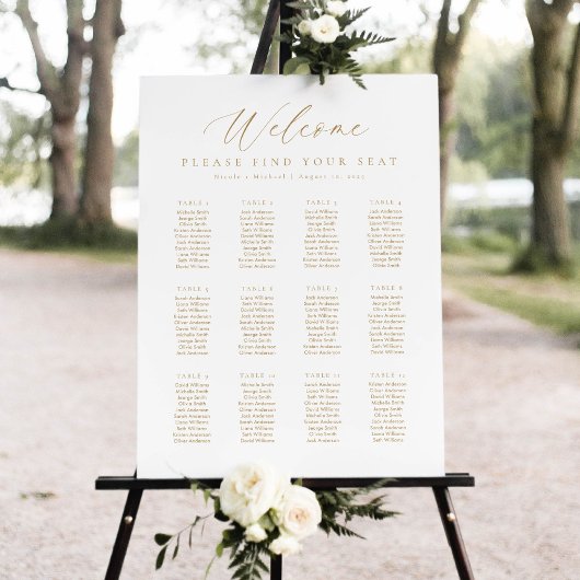 Poster Plan de table de bienvenue pour 12 tables