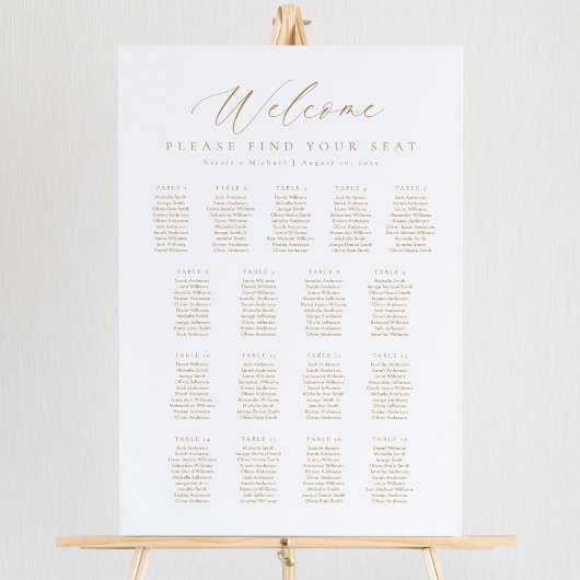 Poster Plan de table de bienvenue pour 17 tables