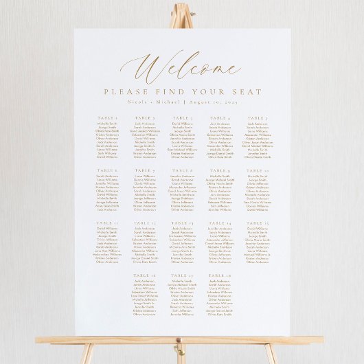 Poster Plan de table de bienvenue pour 18 tables