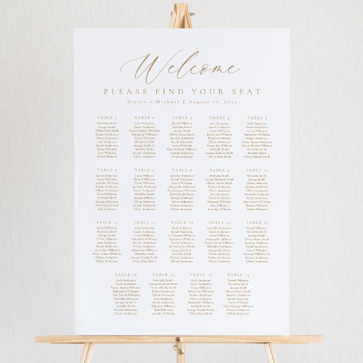 Poster Plan de table de bienvenue pour 19 tables
