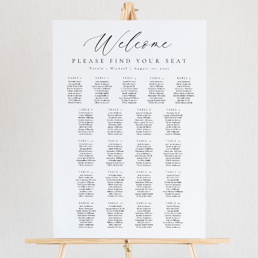 Poster Plan de table de bienvenue pour 21 tables