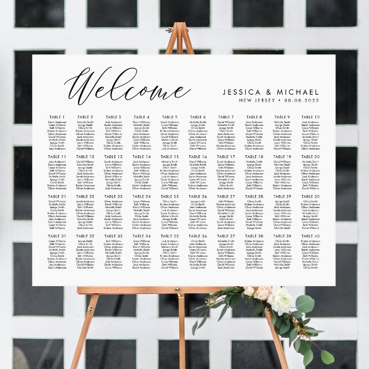 Poster Plan de table de bienvenue pour 40 tables
