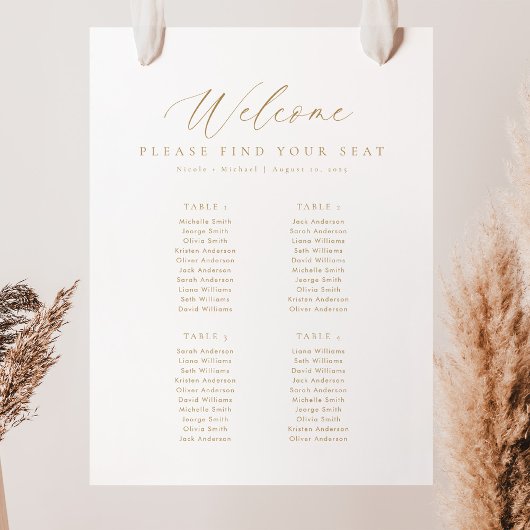 Poster Plan de table de bienvenue pour 4 tables