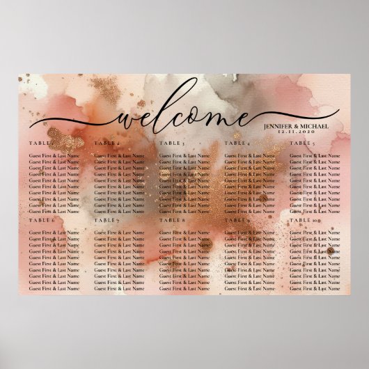 Poster Plan de table de bienvenue pour célébration à l'aq (Devant)